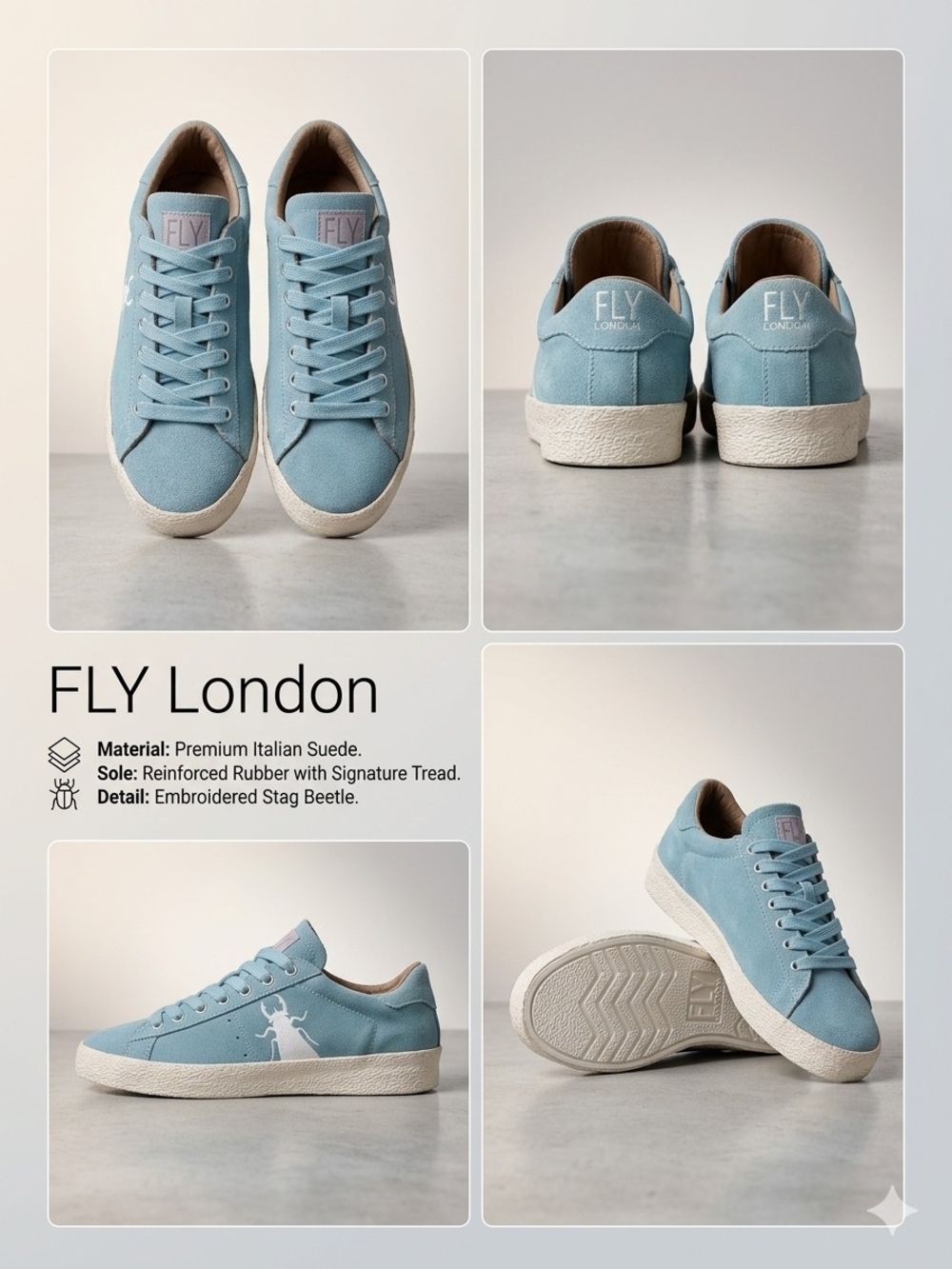 FLY London Suede Sneakers in Blue Skateboard Casual Wear Daily Wear Sz 8-8.5-39